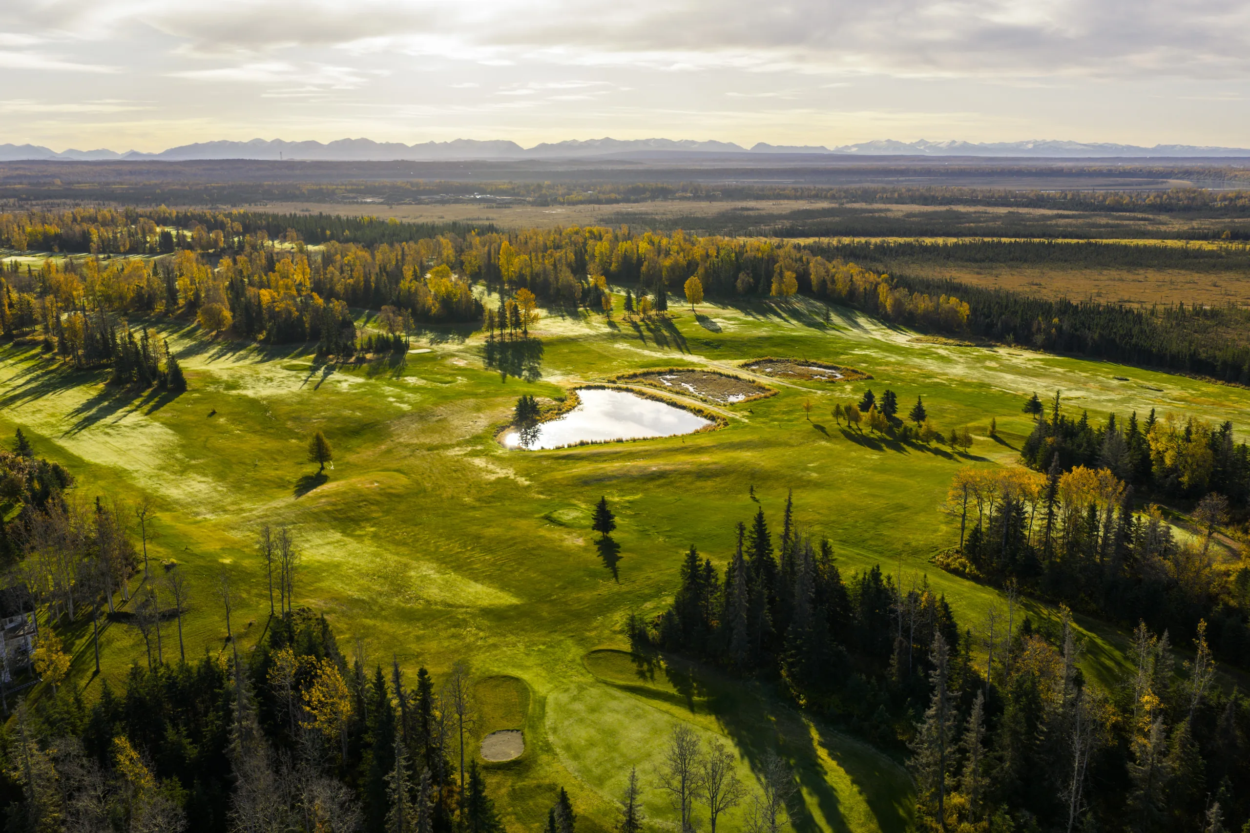 Drone aerial of Kenai Golf Course layout